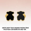Arete inspirado Oso grande piedra Onix Facetada con Balo de oro de 18 K