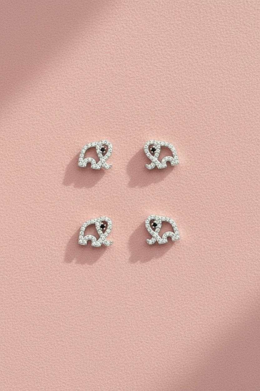 Aretes elefanta con rodio