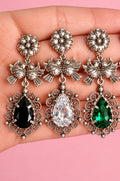 Aretes largos pajaritos de filigrana y repujado plata 925 con cristal