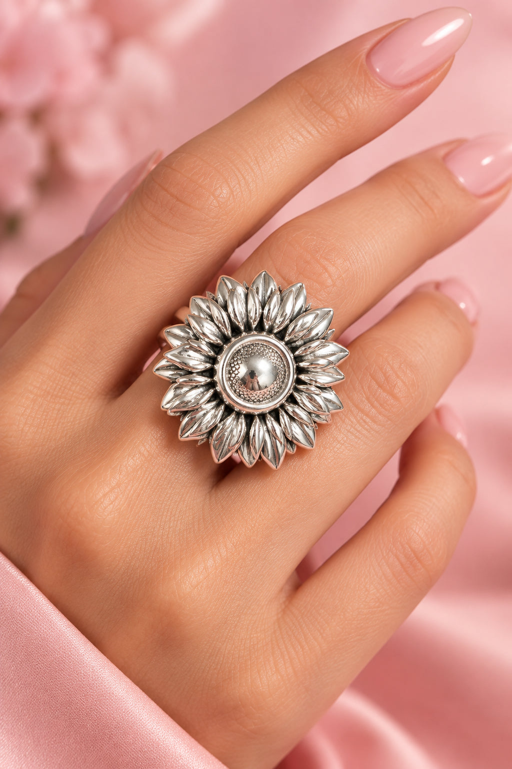 Anillo de girasol electroformado