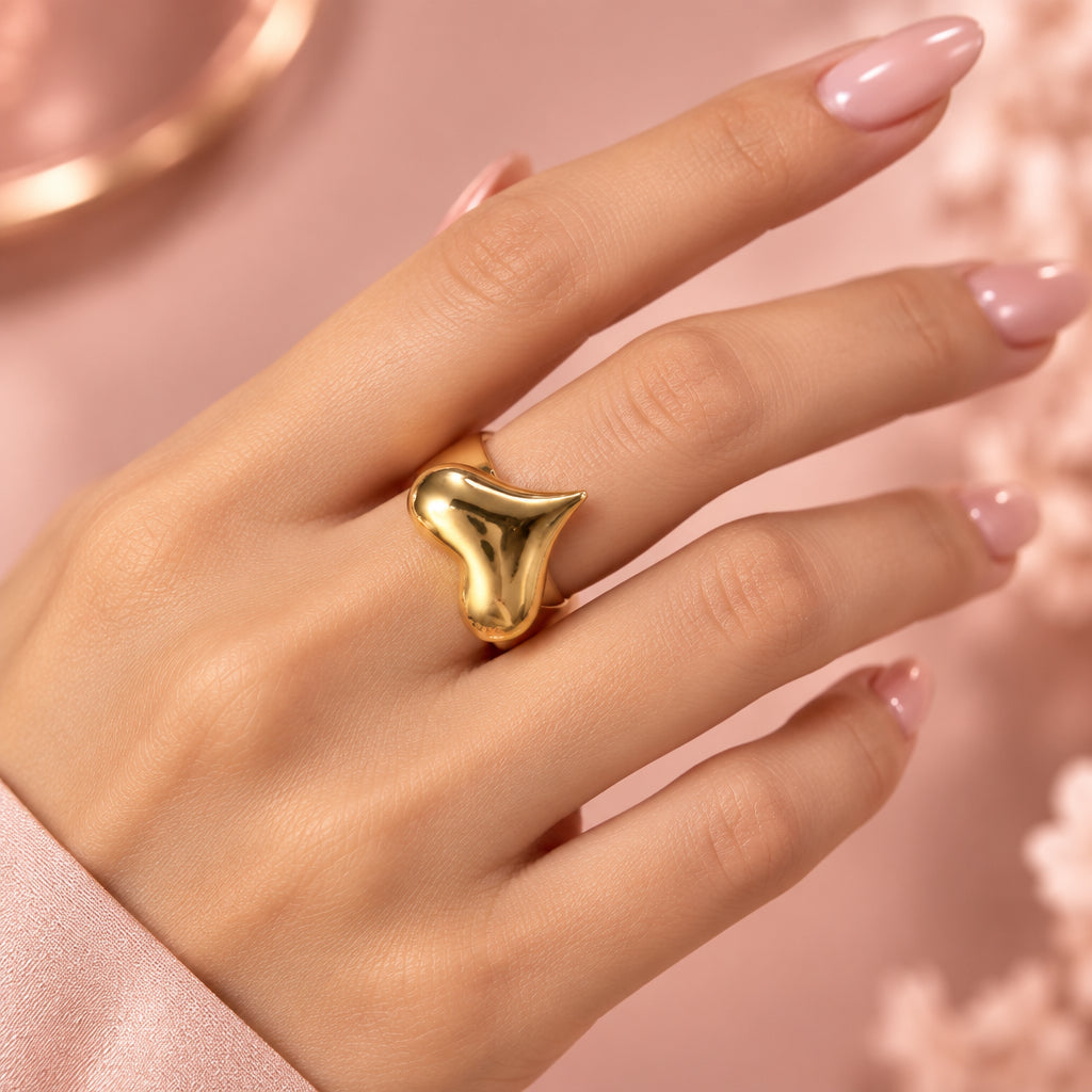 Anillo de corazón baño de oro