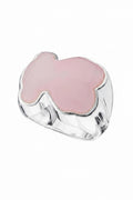 Anillo inspiración 1.1 oso plata 925 con baño de rodio con cuarzo roso