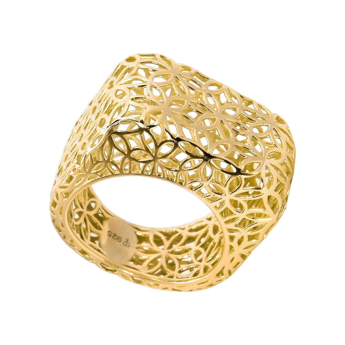 Anillo Filigrana 3 D con Baño de oro