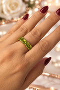 Churumbela  de piedra natural Peridoto Plata 925 Bañada en Rodio