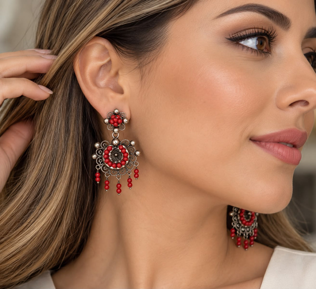 Aretes Filigrana Coral