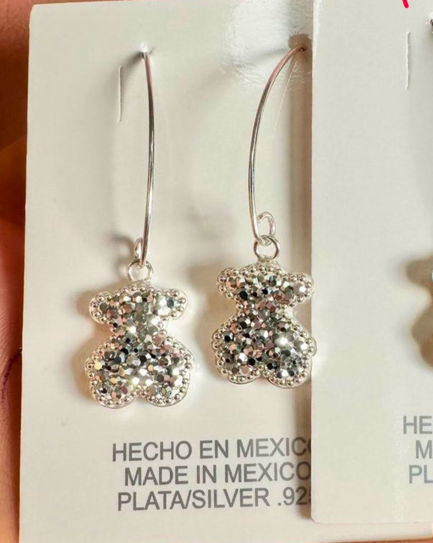 Aretes inspirado oso con cristales plata 925
