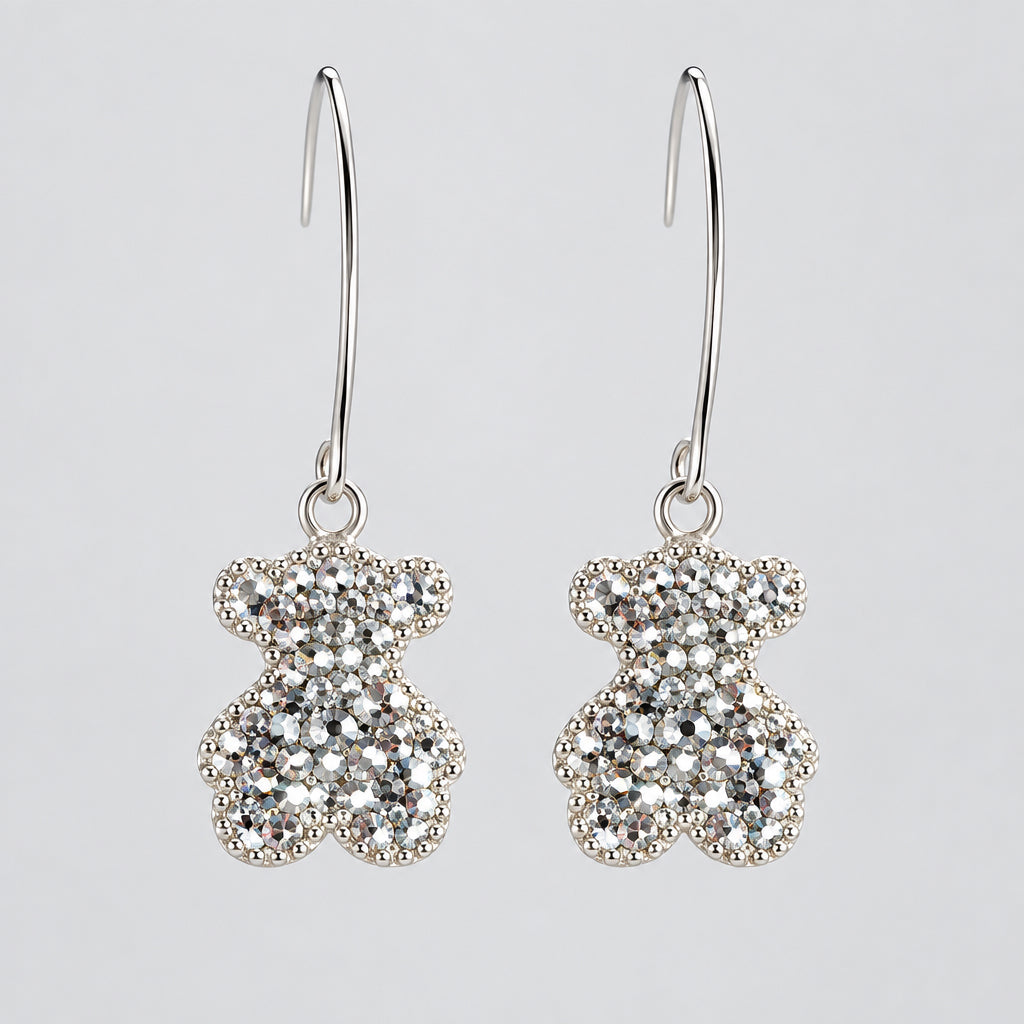 Aretes inspirado oso con cristales plata 925