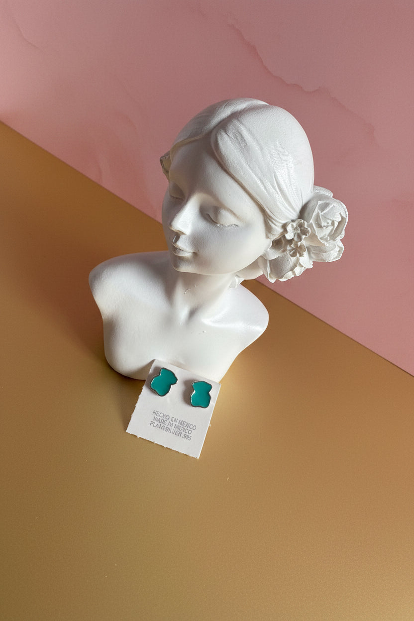 Aretes oso turquesa