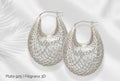 Arracada Filigrana 3D Plata 925 con Baño de rodio