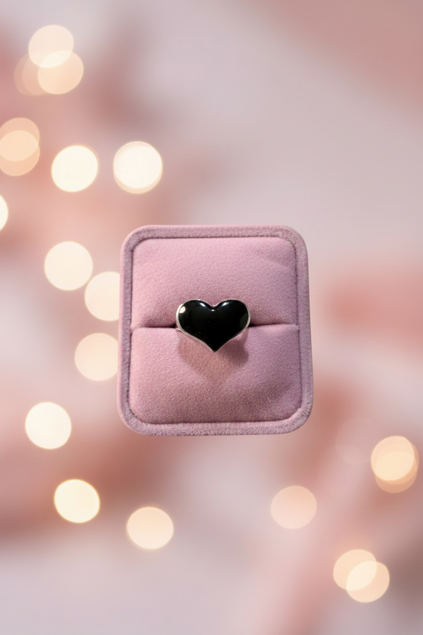 Anillo corazón negro adulón