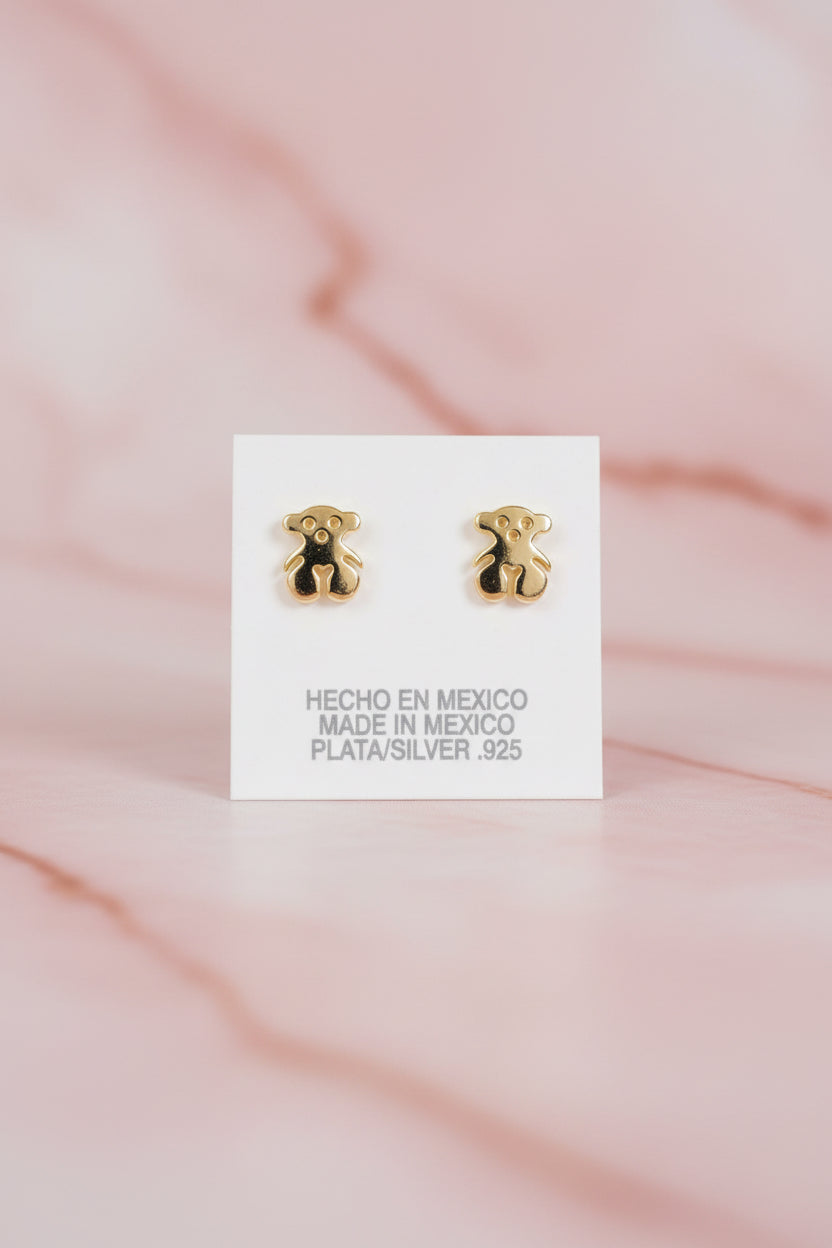 Arete inspirado OSO Plata 925 con baño de oro