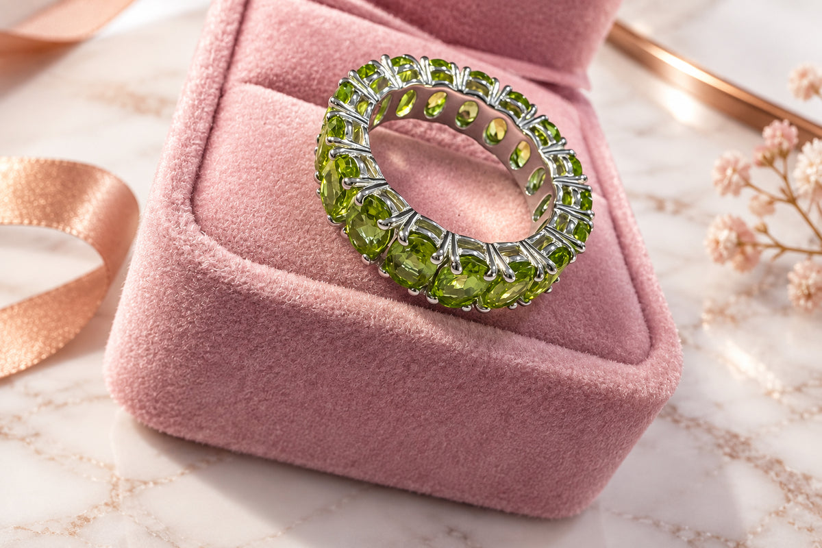 Churumbela  de piedra natural Peridoto Plata 925 Bañada en Rodio