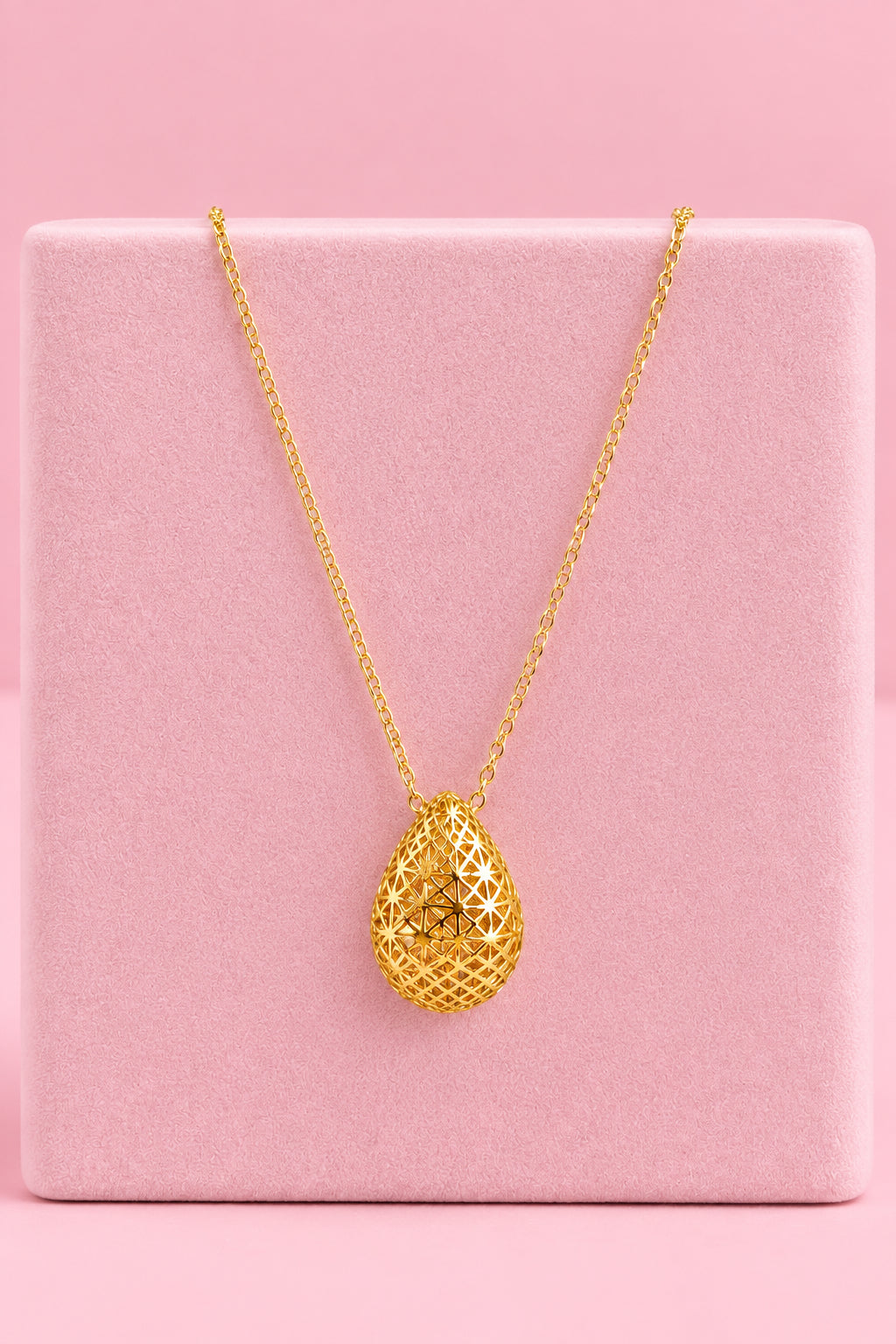 Collar de gota Filigrana   3D con Baño de ORO Plata 925