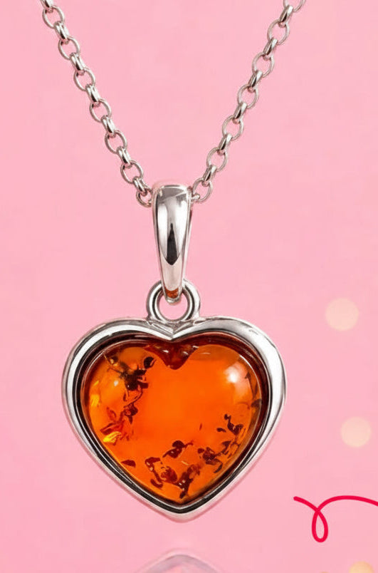 Dije de corazón Ámbar POLACO Plata 925