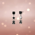 Arete inspirado OSO Plata 925 con  Onix con estrellita