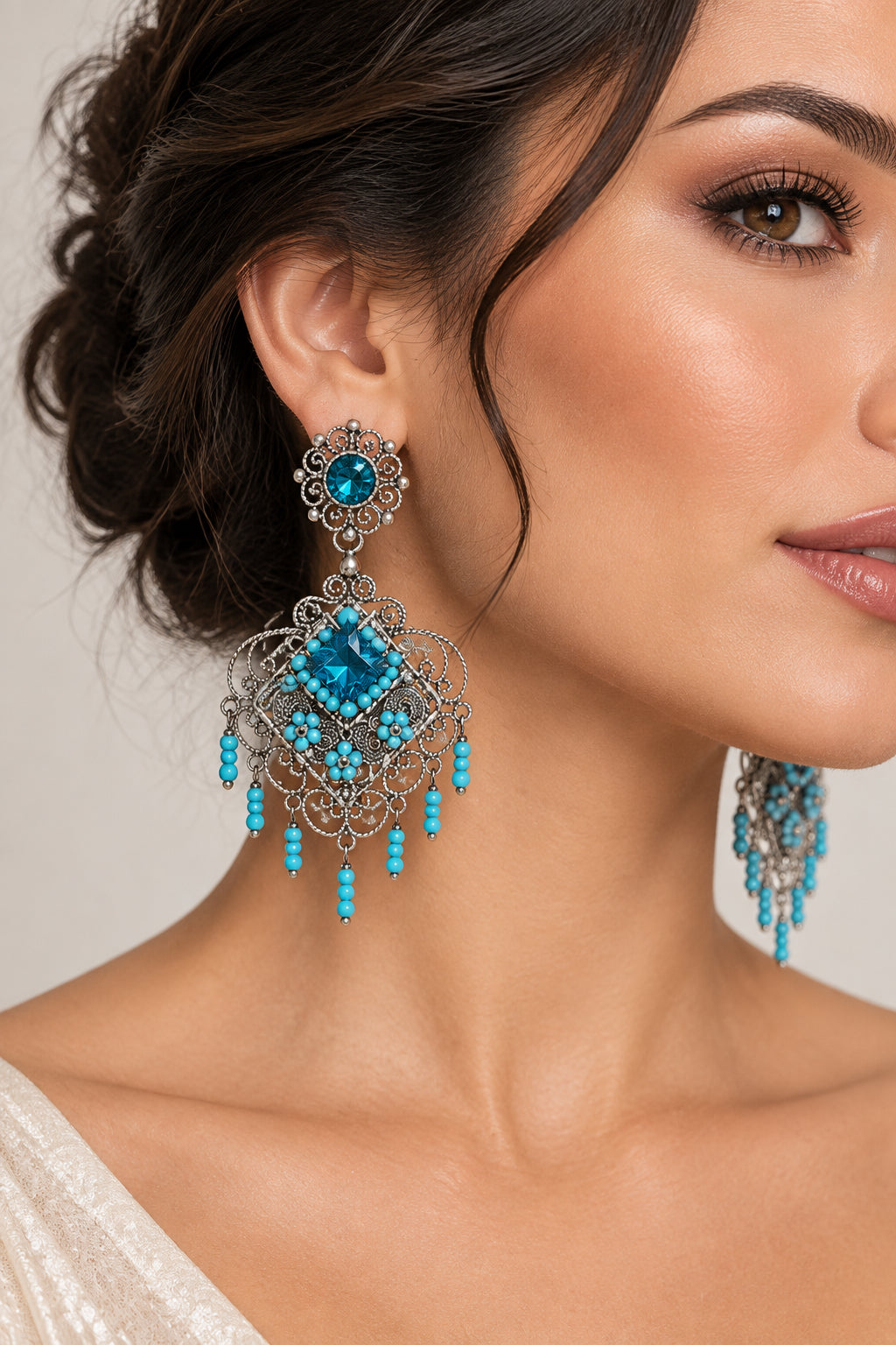 Arete de filigrana con Turquesa