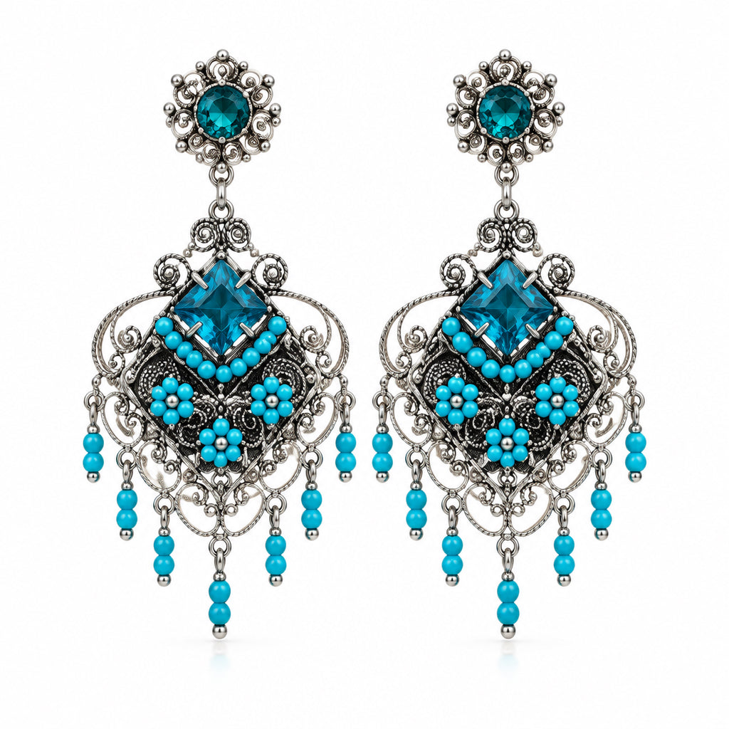 Arete de filigrana con Turquesa