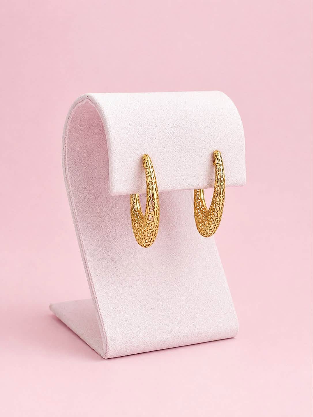 Arete media arracada de Filigrana 3D con Baño de oro